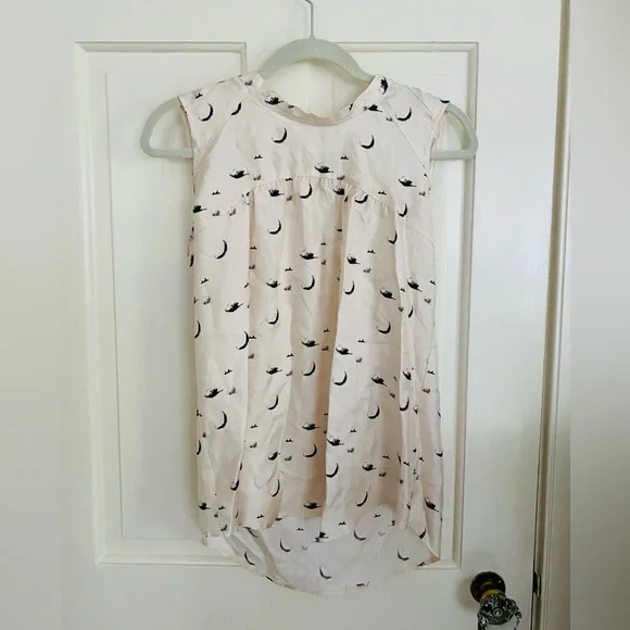 Anthropologie Nolita Silk Top Abstract Moon Print M